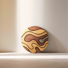 Load image into Gallery viewer, A round wooden wall decor with geometric pattern